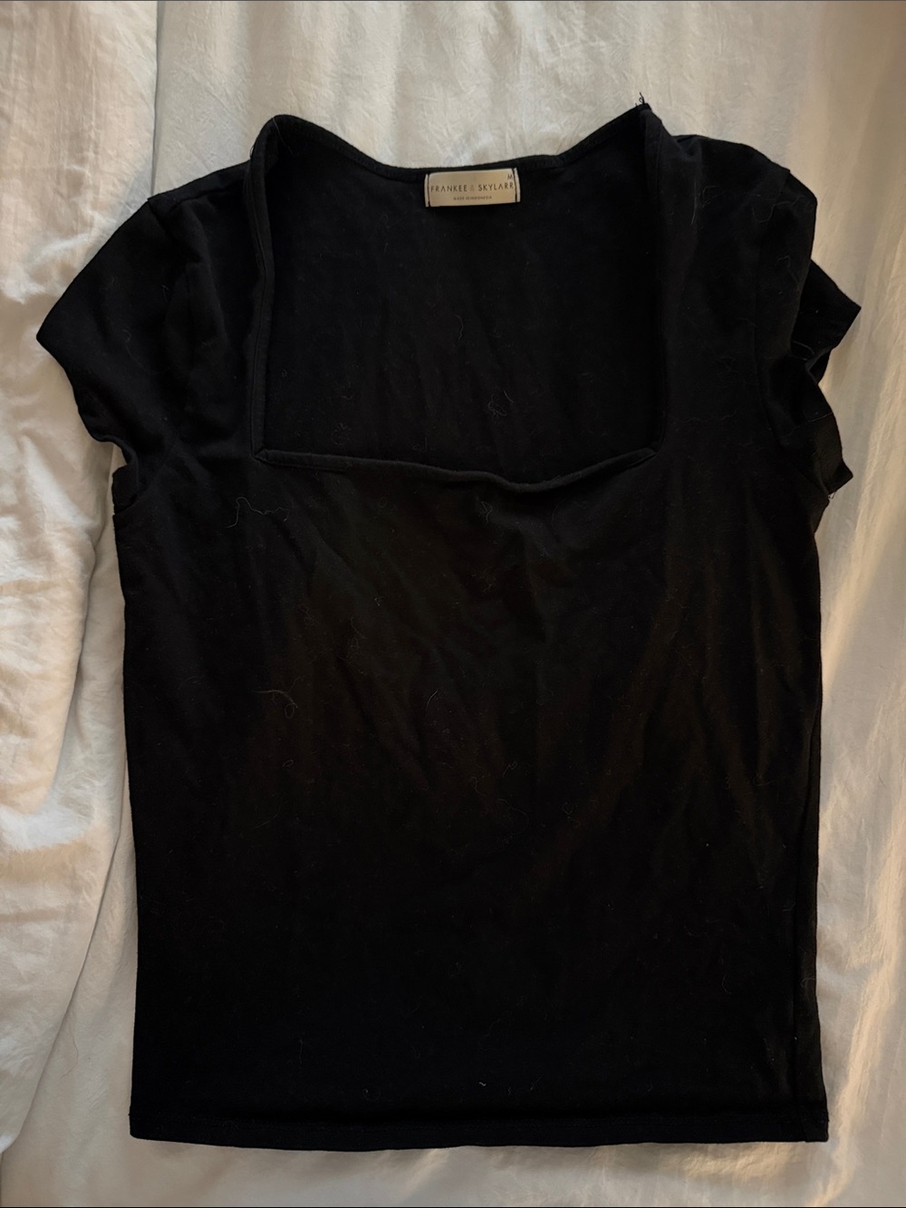Francesca's Collections Black Square-Neck Short Sleeve Tee